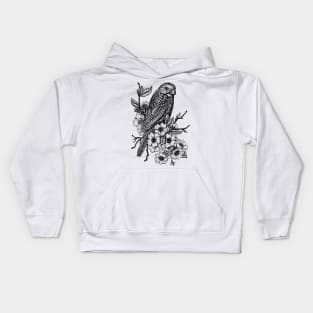 Finch on cherry branch Kids Hoodie